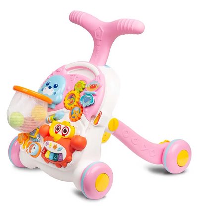 Ходунки-каталка ігровий розвиваючий столик 2 в 1 Caretero Spark Pink