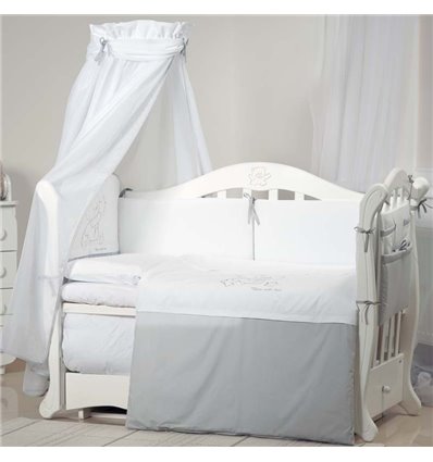 Детский постельный комплект Twins Dolce 8 элементов D-010 Loving Bear white-white