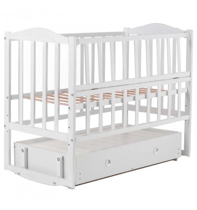 Детская кровать Babyroom Зайчонок маятник с откидным боком и ящиком ZL301 белый