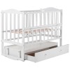 Детская кровать Babyroom Зайчонок маятник с откидным боком и ящиком ZL301 белый