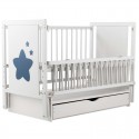 Детская кровать Babyroom Звездочка маятник с откидным боком и ящиком Z-03 бук белый