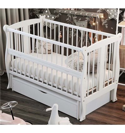 Детская кроватка Babyroom Грация c маятником и ящиком белая