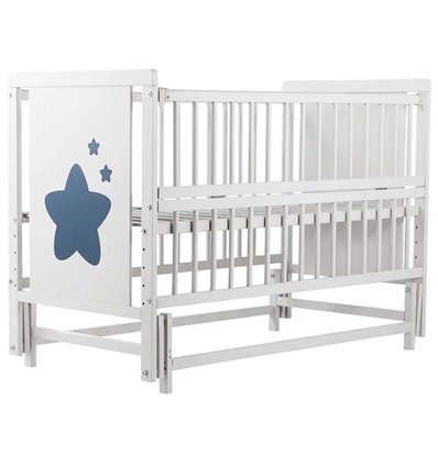 Детская кровать Babyroom Звездочка маятник с откидным боком Z-02 бук белая